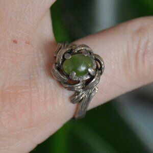 Vintage Sterling Silver and Green Garnet Ring, Size 5.5